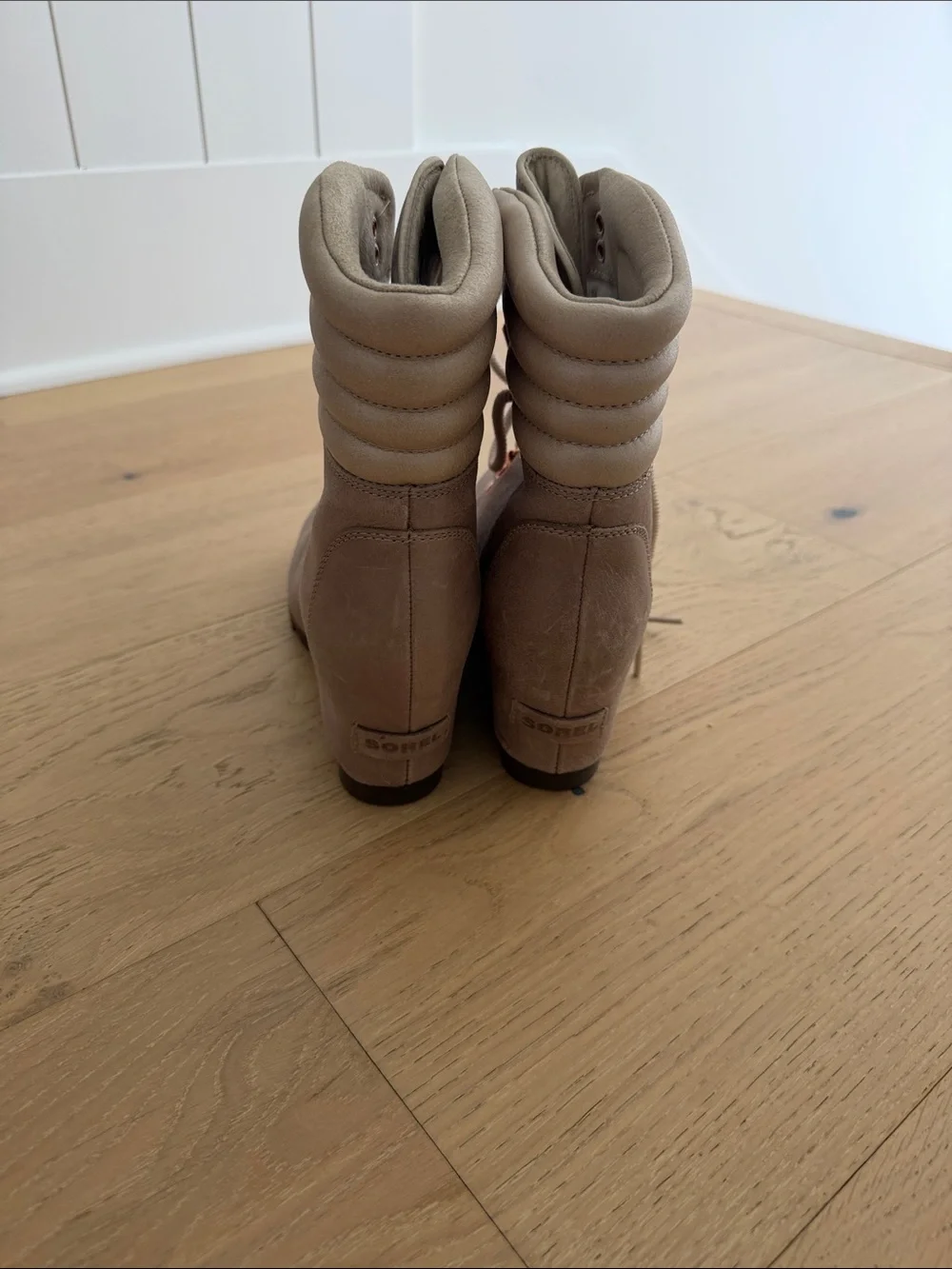Sorel Women's Taupe Wedge Hiking Boots with Copper Hardware
